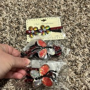3 piece butterfly and flower hair clips